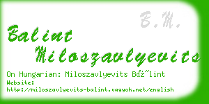 balint miloszavlyevits business card